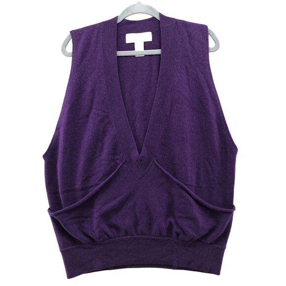 Design History 100% Cashmere Sweater Vest Womens S Purple V-Neck Oversized - Picture 1 of 9
